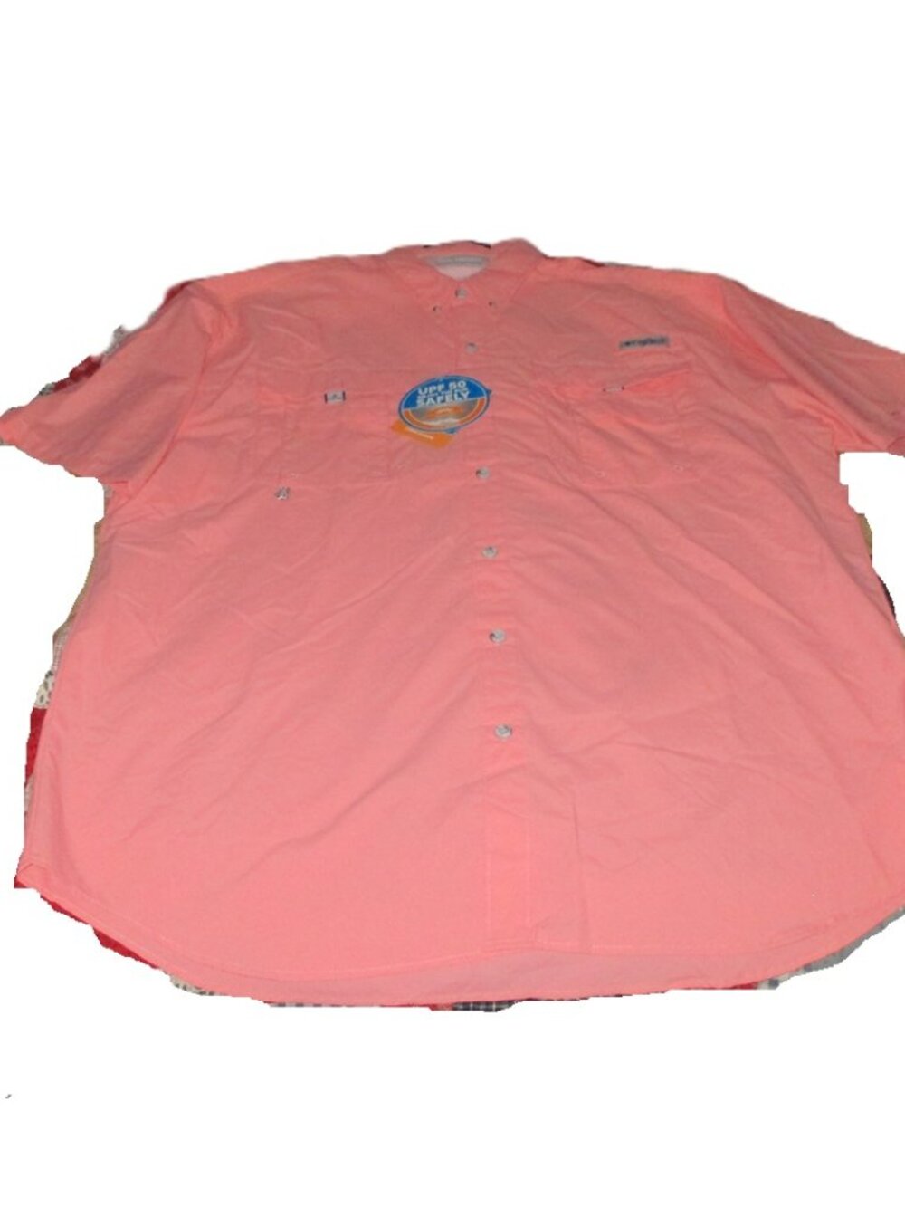 NWT Columbia Bahama  PFG - UPF 50 Short Sleeve Coral Shirt Size XLT Tall